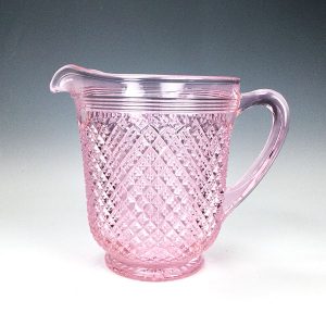 Pressed Glass Pitcher Diamond Pattern in Rose