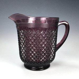 Pressed Glass Pitcher Diamond Pitcher in Amethyst
