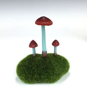 3 Red/Blue Mushroom Set Plant Stakes