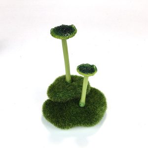 2 Green Mushroom Set Plant Stakes