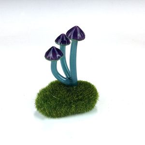 3 Blue/Purple Mushroom Set Plant Stakes