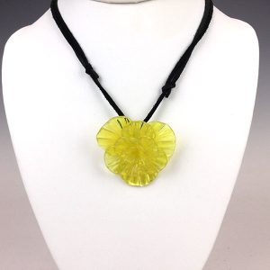 Yellow Flower Pendant on Cord by Angela Mc Hale