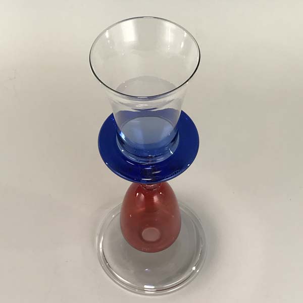 Blue, Red & Clear Goblet by Emilio Santini