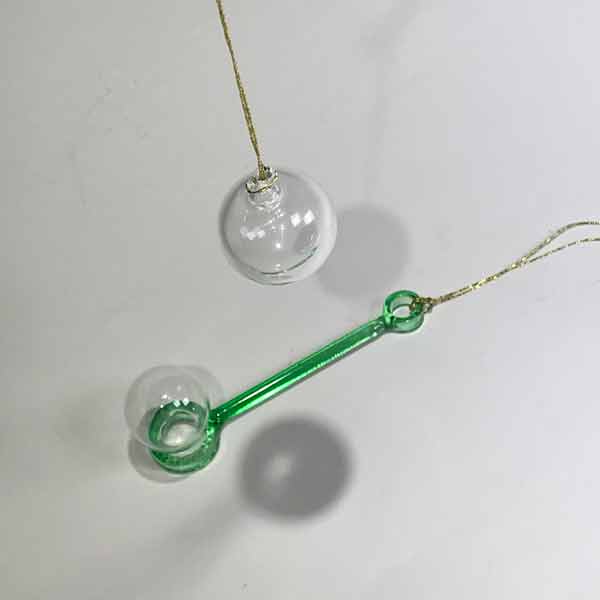 Flameworked Glass Ornament Bubble Blower Green